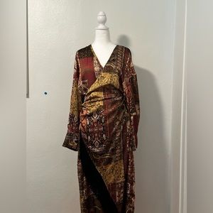 Zara satin dress! Great style with fringe and side zip. With TAGS never worn.
